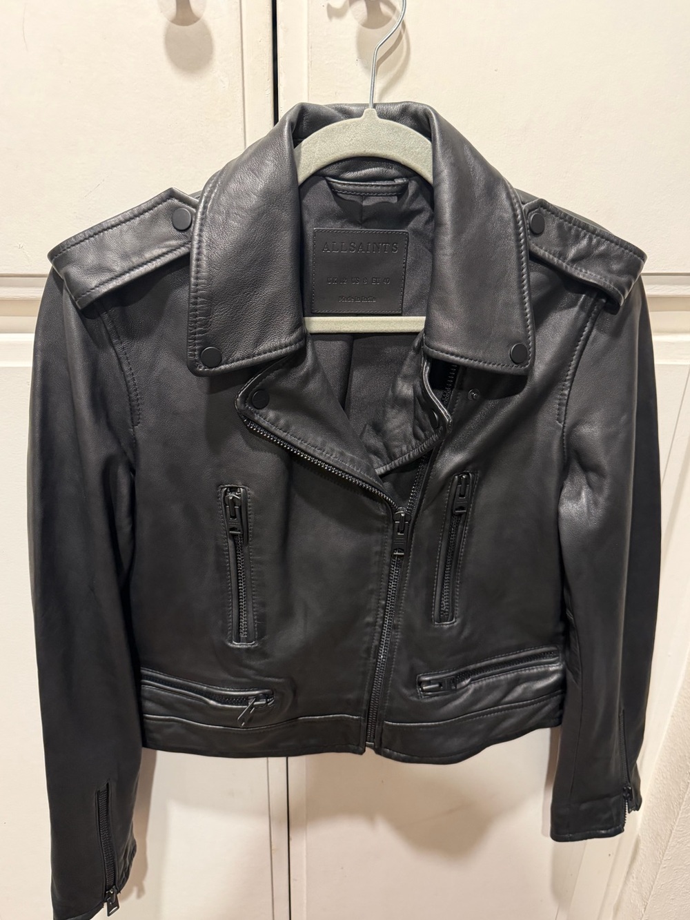 Allsaints Women’s Lindell Black Leather Biker Jacket
